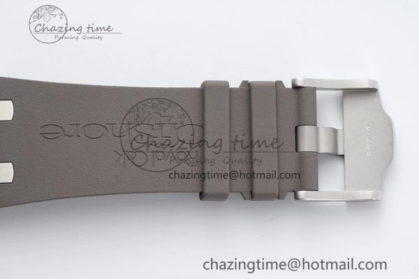 Royal Oak Offshore 44mm SS Black Ceramic Bezel APF 1:1 Best Edition Gray Blue Dial on Gray Rubber Strap A SunProtective 4700