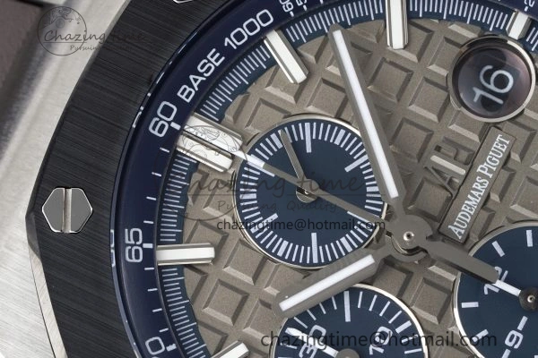 Royal Oak Offshore 44mm SS Black Ceramic Bezel APF 1:1 Best Edition Gray Blue Dial on Gray Rubber Strap A SunProtective 4700