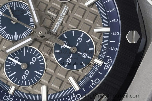 Royal Oak Offshore 44mm SS Black Ceramic Bezel APF 1:1 Best Edition Gray Blue Dial on Gray Rubber Strap A SunProtective 4700