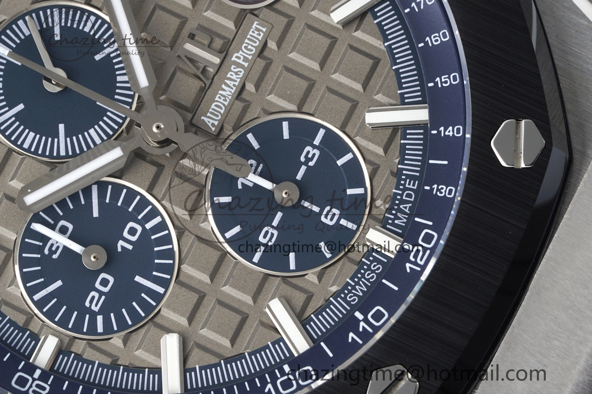 Royal Oak Offshore 44mm SS Black Ceramic Bezel APF 1:1 Best Edition Gray Blue Dial on Gray Rubber Strap A SunProtective 4700