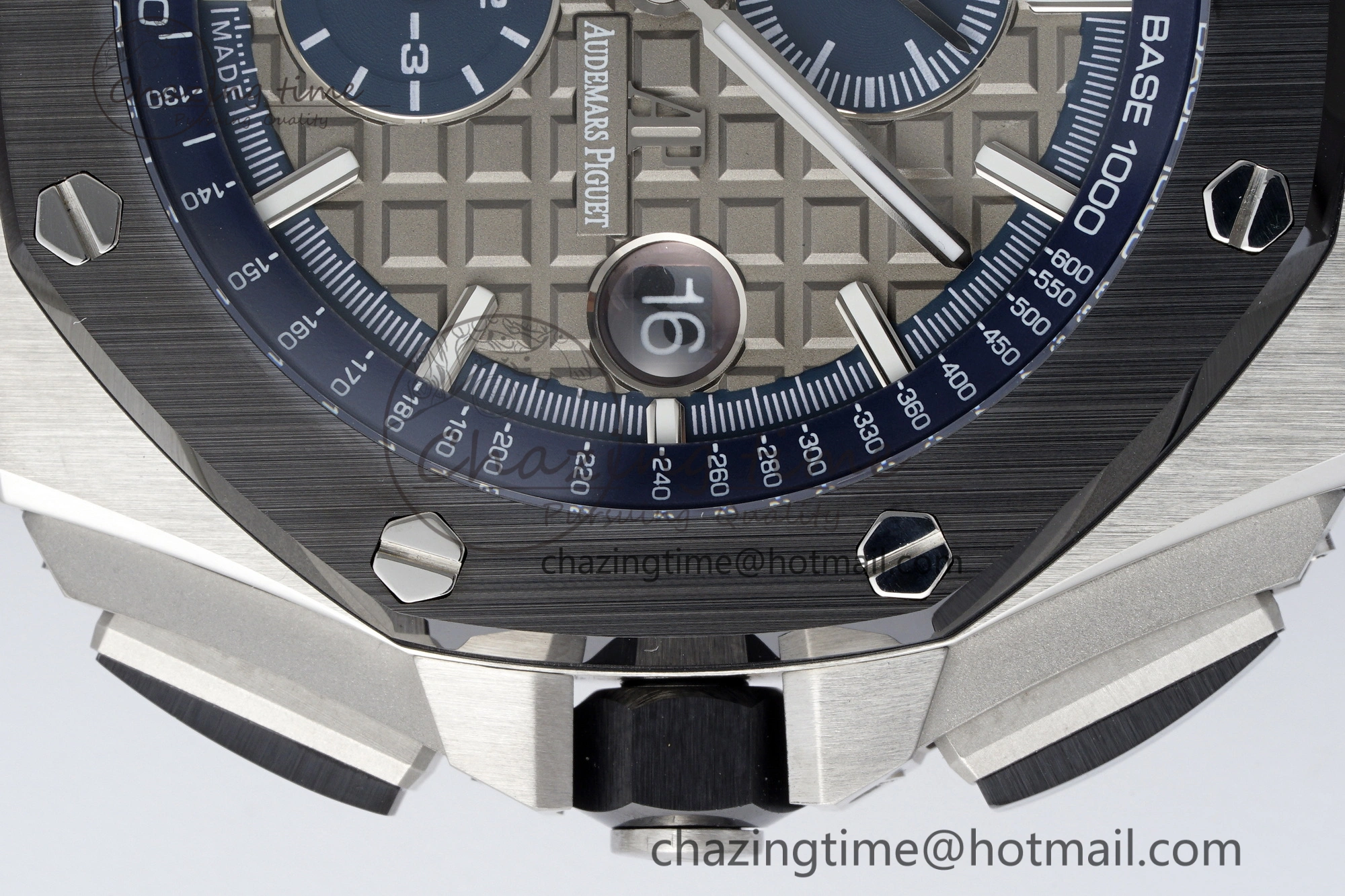 Royal Oak Offshore 44mm SS Black Ceramic Bezel APF 1:1 Best Edition Gray Blue Dial on Gray Rubber Strap A SunProtective 4700