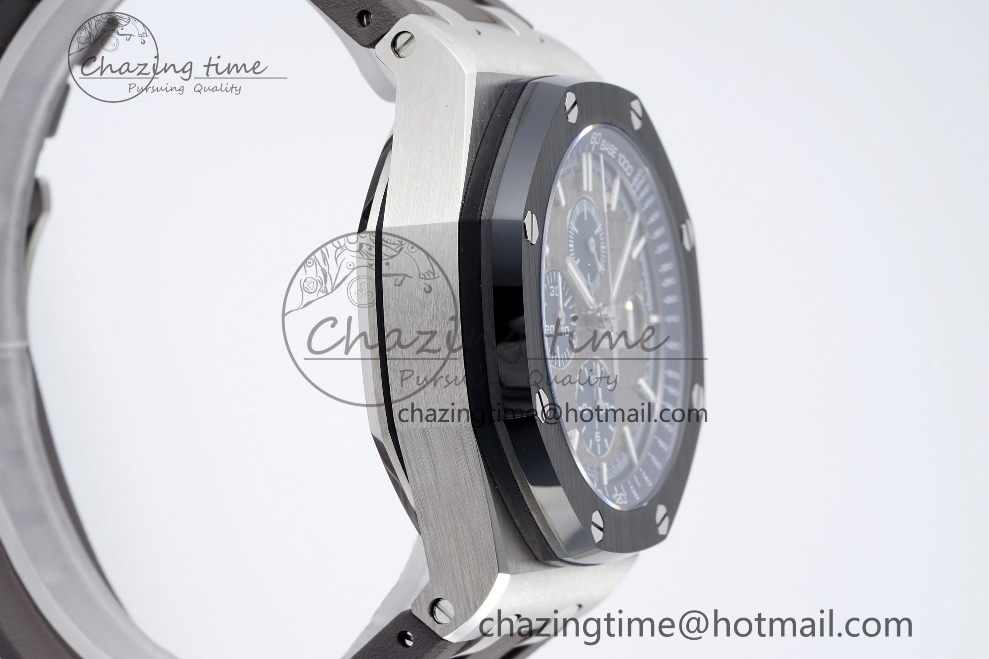 Royal Oak Offshore 44mm SS Black Ceramic Bezel APF 1:1 Best Edition Gray Blue Dial on Gray Rubber Strap A SunProtective 4700