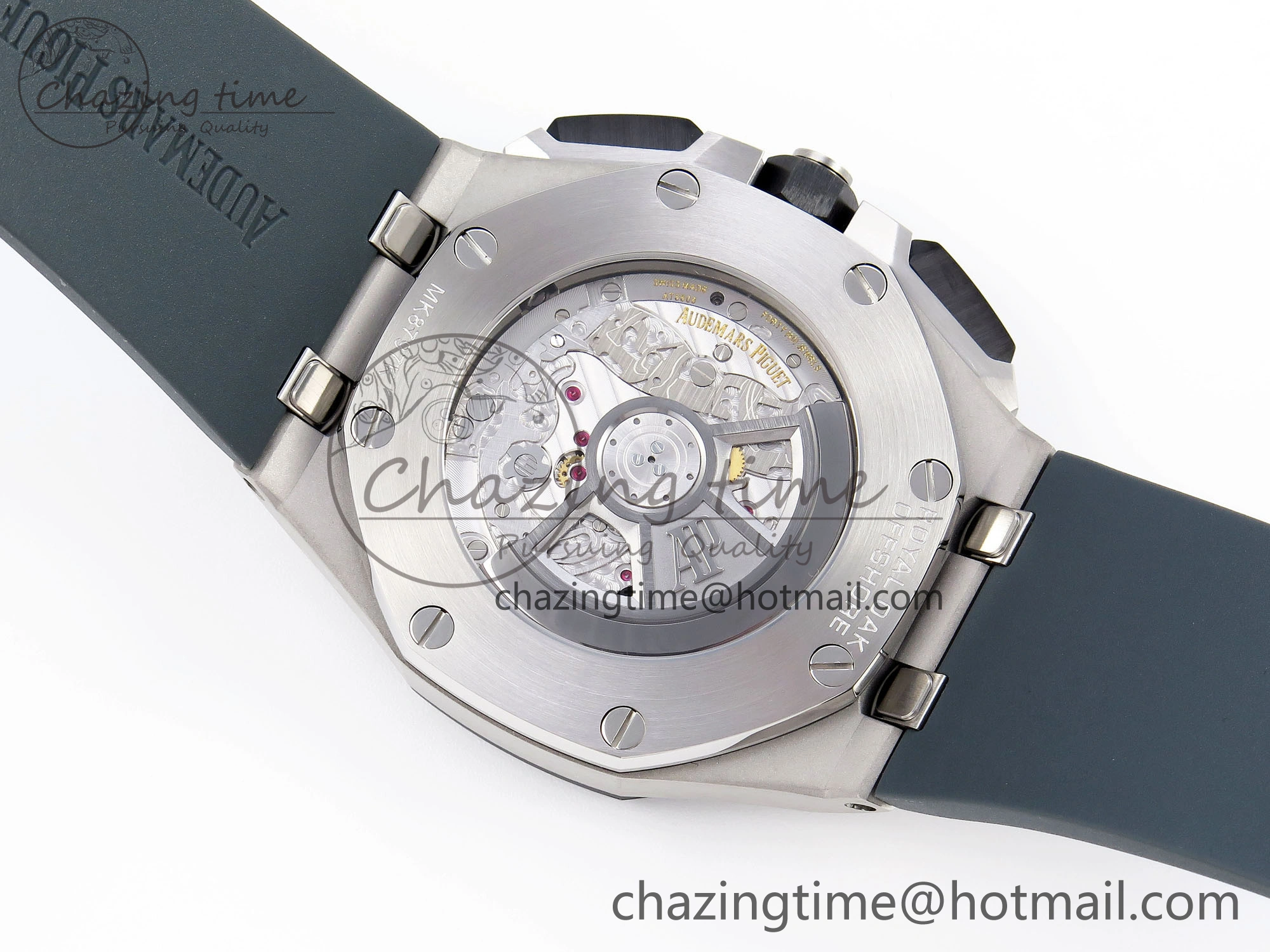 Vibrant Royal Oak Offshore 44mm SS Black Ceramic Bezel APF 1:1 Best Edition Gray Blue Dial on Gray Rubber Strap A 4544