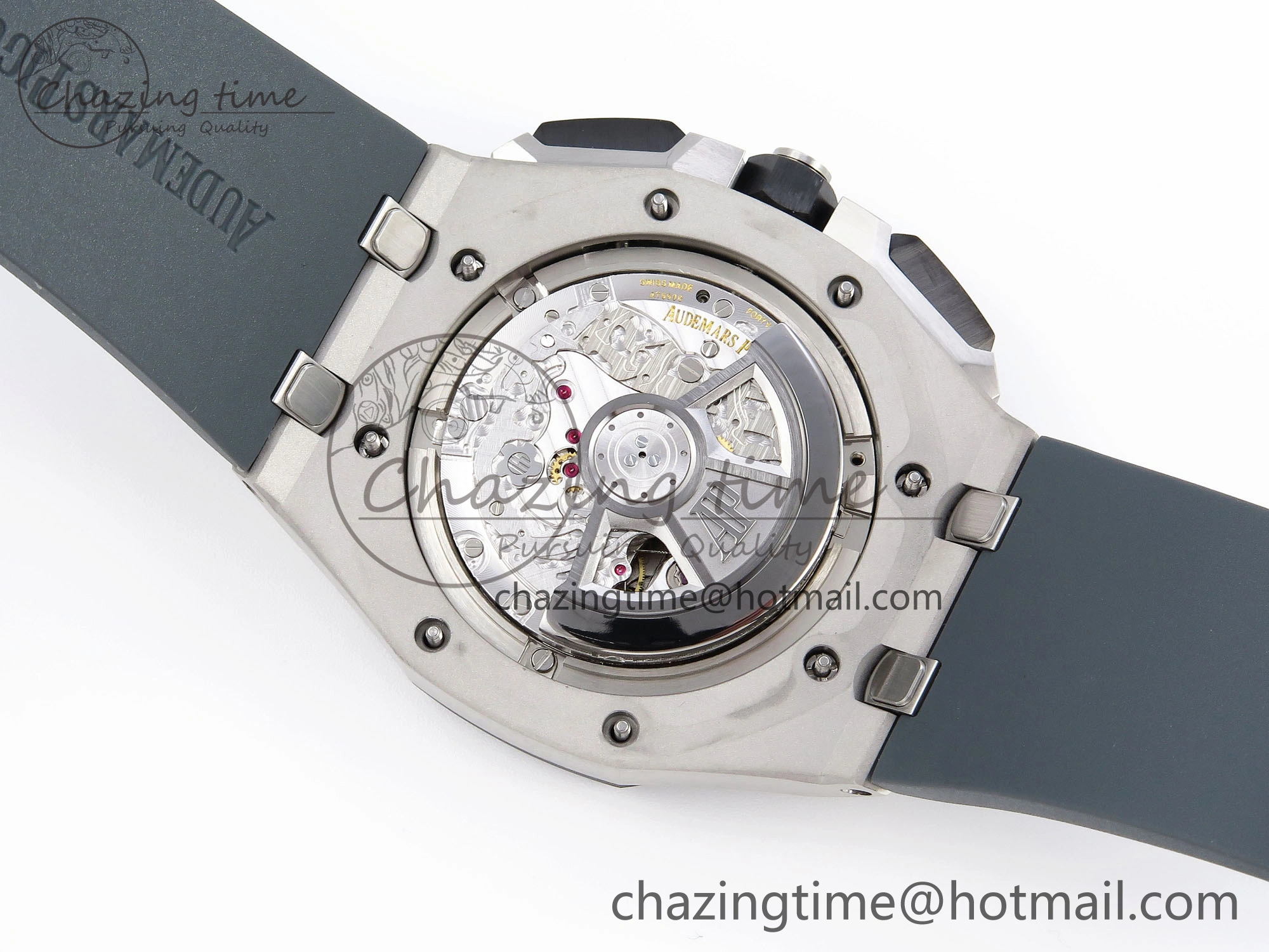 Vibrant Royal Oak Offshore 44mm SS Black Ceramic Bezel APF 1:1 Best Edition Gray Blue Dial on Gray Rubber Strap A 4544