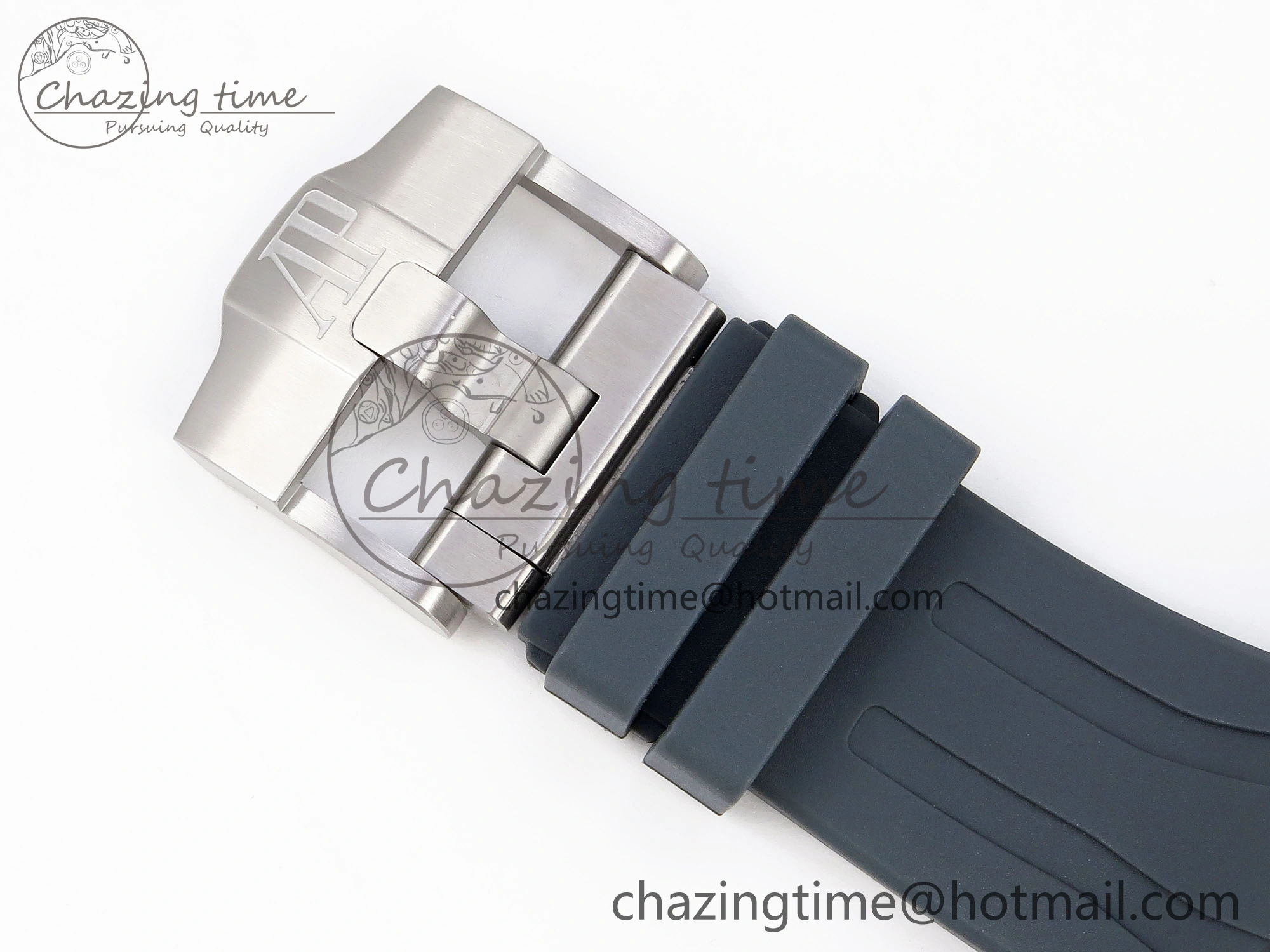 Vibrant Royal Oak Offshore 44mm SS Black Ceramic Bezel APF 1:1 Best Edition Gray Blue Dial on Gray Rubber Strap A 4544