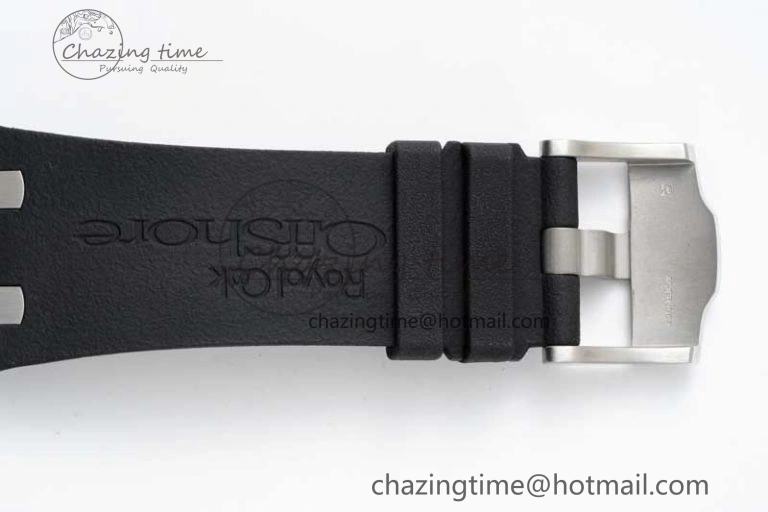 SmoothTexture Royal Oak Offshore 44mm SS Black Ceramic Bezel BVF Best Edition Black Silver Dial on Rubber Strap A 4751