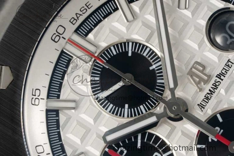StreetReady Royal Oak Offshore 44mm SS Black Ceramic Bezel BVF Best Edition White Black Dial on Rubber Strap A 4753