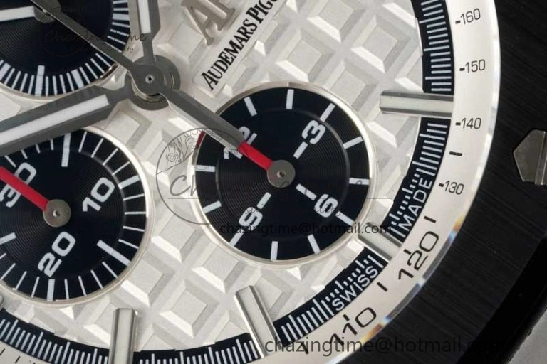StreetReady Royal Oak Offshore 44mm SS Black Ceramic Bezel BVF Best Edition White Black Dial on Rubber Strap A 4753