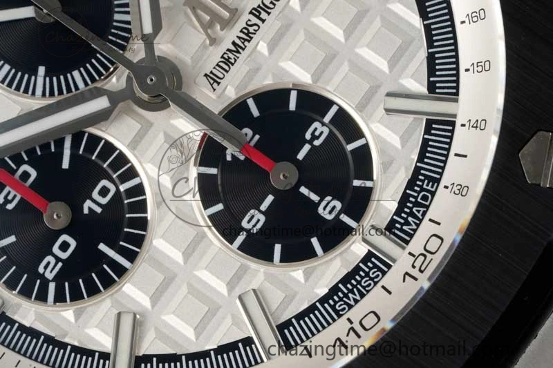 StreetReady Royal Oak Offshore 44mm SS Black Ceramic Bezel BVF Best Edition White Black Dial on Rubber Strap A 4753