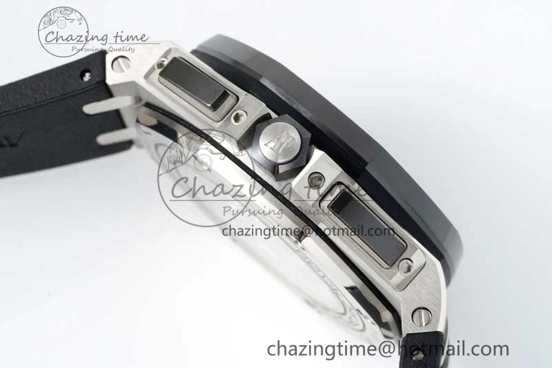 StreetReady Royal Oak Offshore 44mm SS Black Ceramic Bezel BVF Best Edition White Black Dial on Rubber Strap A 4753