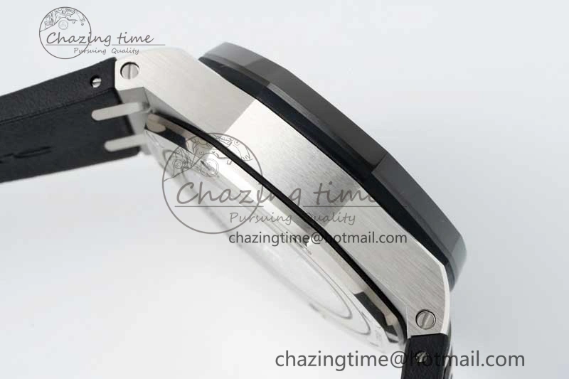 StreetReady Royal Oak Offshore 44mm SS Black Ceramic Bezel BVF Best Edition White Black Dial on Rubber Strap A 4753