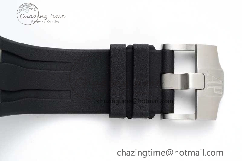 StreetReady Royal Oak Offshore 44mm SS Black Ceramic Bezel BVF Best Edition White Black Dial on Rubber Strap A 4753