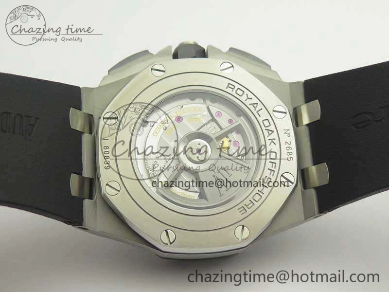 Royal Oak Offshore 44mm SS Black Ceramic Bezel JF 1:1 Best Edition On Rubber Strap A3126 V2 w  Cyclops And DW Mod Upgraded 4955