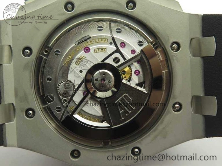 Royal Oak Offshore 44mm SS Black Ceramic Bezel JF 1:1 Best Edition On Rubber Strap A3126 V2 w  Cyclops And DW Mod Upgraded 4955