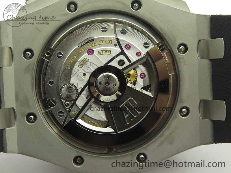 Royal Oak Offshore 44mm SS Black Ceramic Bezel JF 1:1 Best Edition On Rubber Strap A3126 V2 w  Cyclops And DW Mod Upgraded 4955