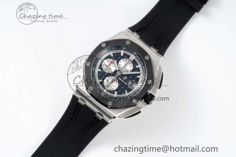 Royal Oak Offshore 44mm SS Black Ceramic Bezel RSF Best Edition Black Silver Dial on Rubber Strap A Practical 4755