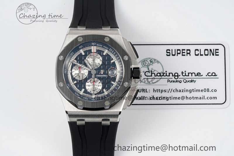 Royal Oak Offshore 44mm SS Black Ceramic Bezel RSF Best Edition Black Silver Dial on Rubber Strap A Practical 4755