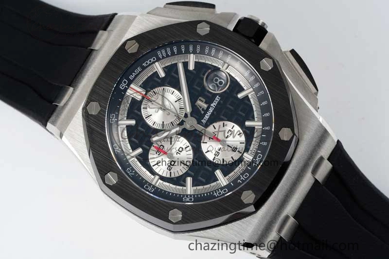 Royal Oak Offshore 44mm SS Black Ceramic Bezel RSF Best Edition Black Silver Dial on Rubber Strap A Practical 4755