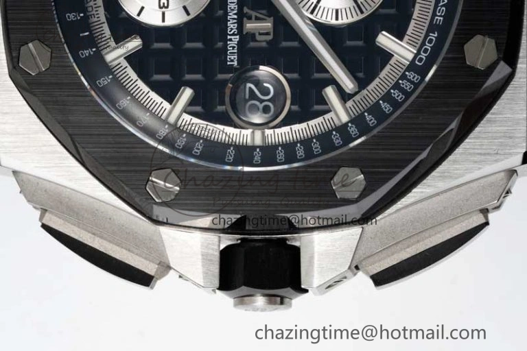 Royal Oak Offshore 44mm SS Black Ceramic Bezel RSF Best Edition Black Silver Dial on Rubber Strap A Practical 4755