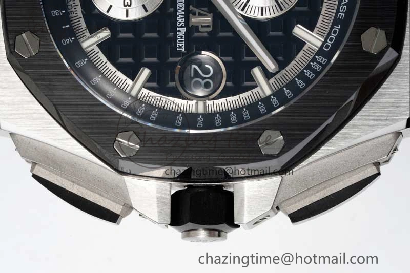 Royal Oak Offshore 44mm SS Black Ceramic Bezel RSF Best Edition Black Silver Dial on Rubber Strap A Practical 4755