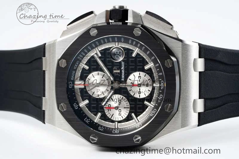 Royal Oak Offshore 44mm SS Black Ceramic Bezel RSF Best Edition Black Silver Dial on Rubber Strap A Practical 4755