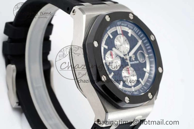 Royal Oak Offshore 44mm SS Black Ceramic Bezel RSF Best Edition Black Silver Dial on Rubber Strap A Practical 4755