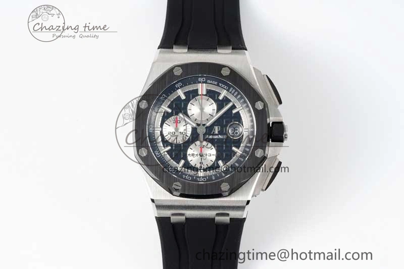 Royal Oak Offshore 44mm SS Black Ceramic Bezel RSF Best Edition Black Silver Dial on Rubber Strap A Practical 4755