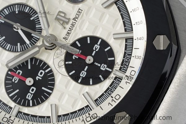 Royal Oak Offshore 44mm SS Black Ceramic Bezel RSF Best Edition White Black Dial on Rubber Strap A3126 V FastDry 4716