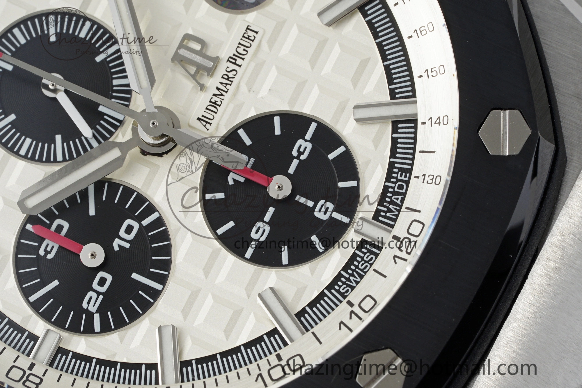 Royal Oak Offshore 44mm SS Black Ceramic Bezel RSF Best Edition White Black Dial on Rubber Strap A3126 V FastDry 4716