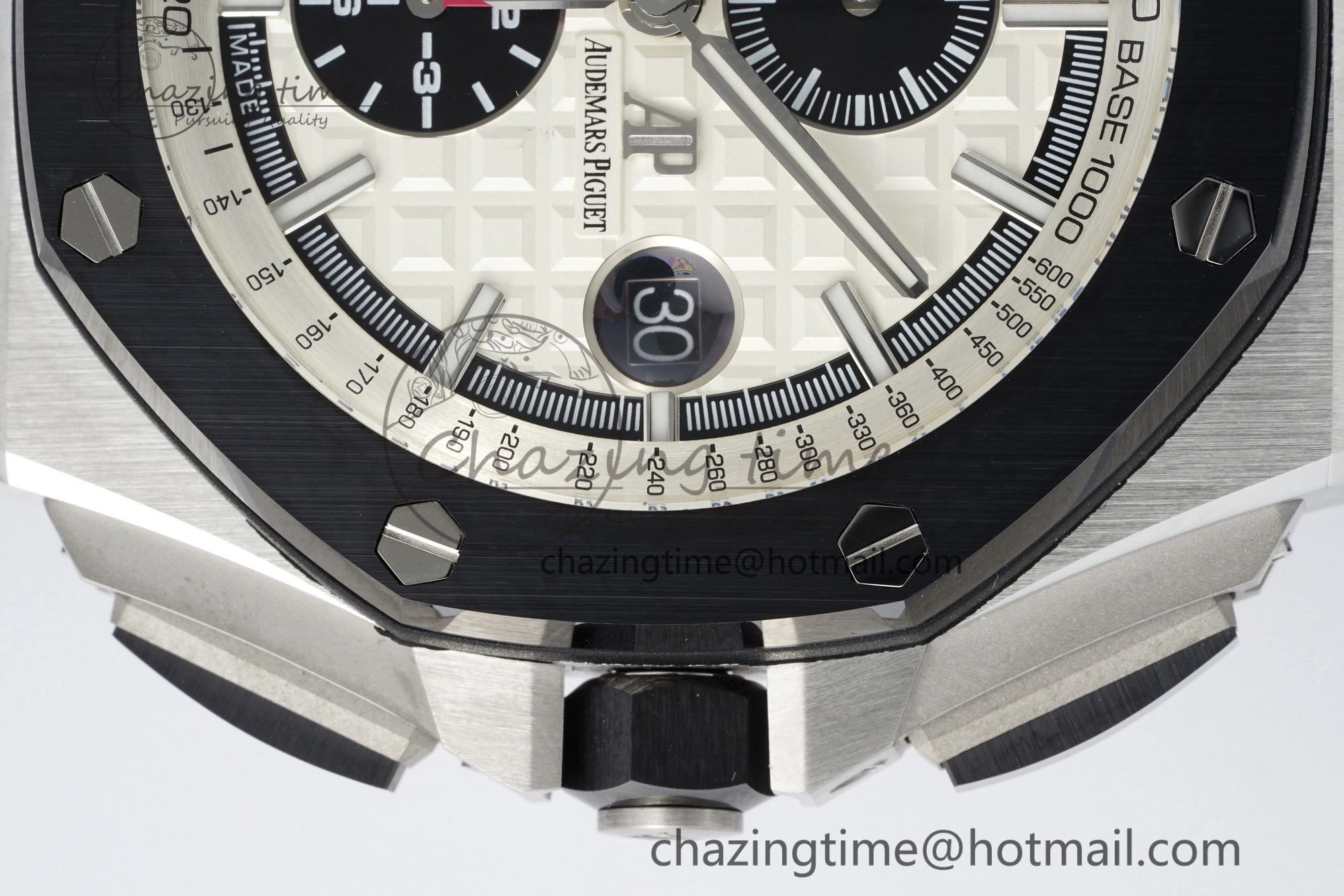 Royal Oak Offshore 44mm SS Black Ceramic Bezel RSF Best Edition White Black Dial on Rubber Strap A3126 V FastDry 4716