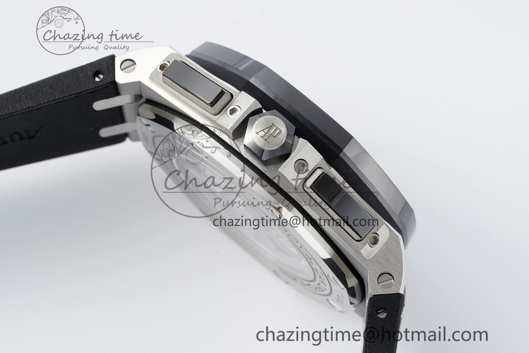 Royal Oak Offshore 44mm SS Black Ceramic Bezel RSF Best Edition White Black Dial on Rubber Strap A3126 V FastDry 4716