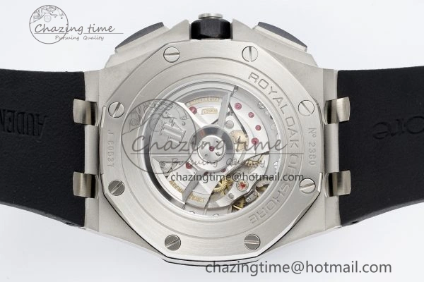 Royal Oak Offshore 44mm SS Black Ceramic Bezel RSF Best Edition White Black Dial on Rubber Strap A3126 V FastDry 4716