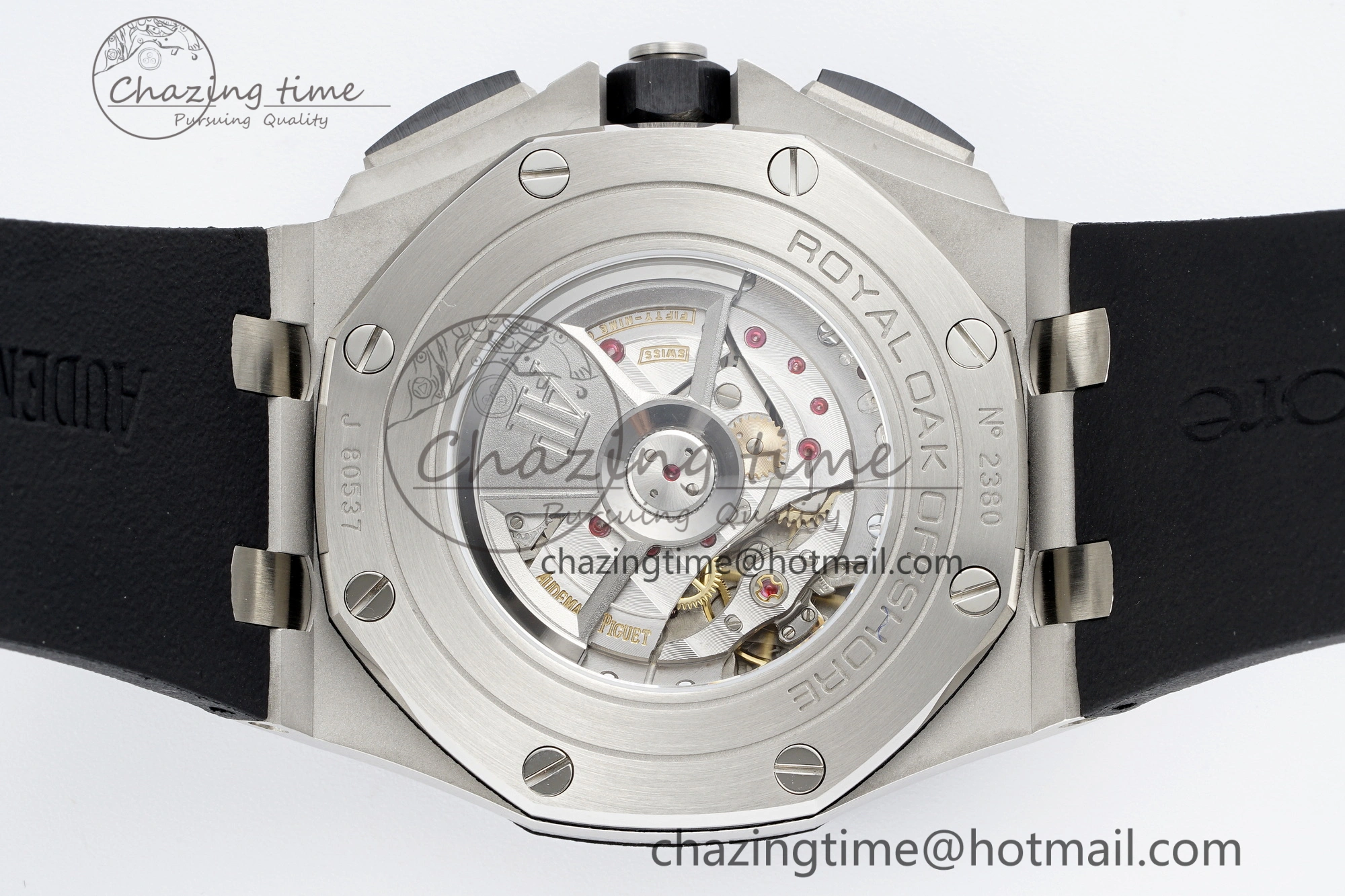 Royal Oak Offshore 44mm SS Black Ceramic Bezel RSF Best Edition White Black Dial on Rubber Strap A3126 V FastDry 4716