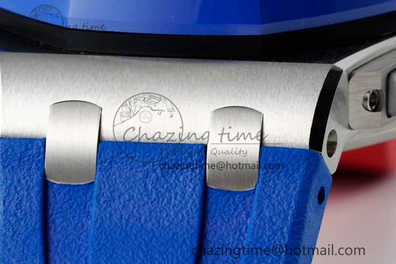 Royal Oak Offshore 44mm SS Blue Ceramic Bezel RSF Best Edition Blue Red Dial on Rubber Strap A SoftTouch 4754