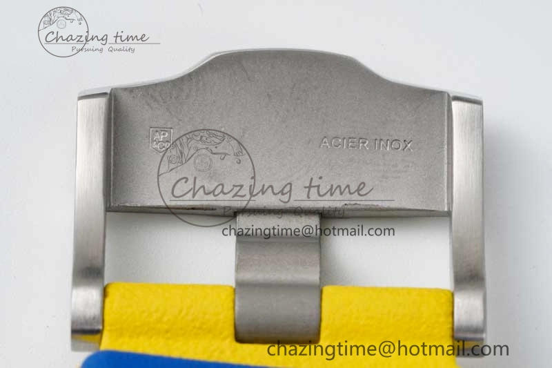 Chic Royal Oak Offshore 44mm SS Blue Ceramic Bezel RSF Best Edition Blue Yellow Dial on Rubber Strap A 4752