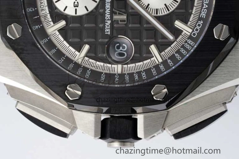 Comfortable Royal Oak Offshore 44mm SS Ceramic Bezel APF 1:1 Best Edition Gray Dial on Rubber Strap A 4723