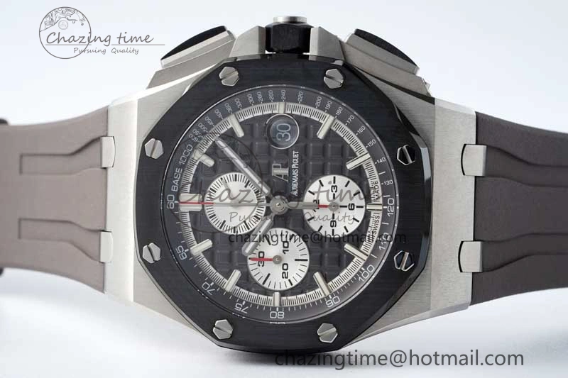 Comfortable Royal Oak Offshore 44mm SS Ceramic Bezel APF 1:1 Best Edition Gray Dial on Rubber Strap A 4723