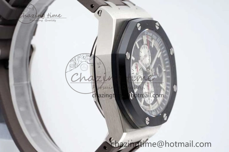 Comfortable Royal Oak Offshore 44mm SS Ceramic Bezel APF 1:1 Best Edition Gray Dial on Rubber Strap A 4723