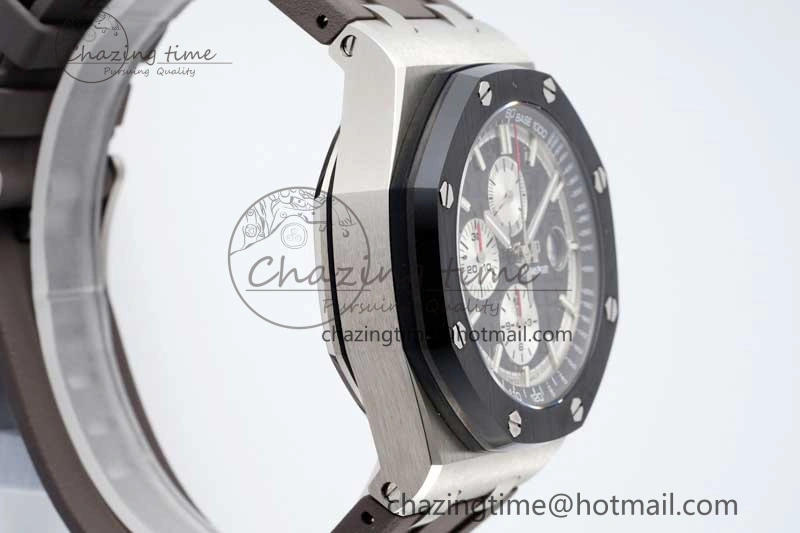 Comfortable Royal Oak Offshore 44mm SS Ceramic Bezel APF 1:1 Best Edition Gray Dial on Rubber Strap A 4723
