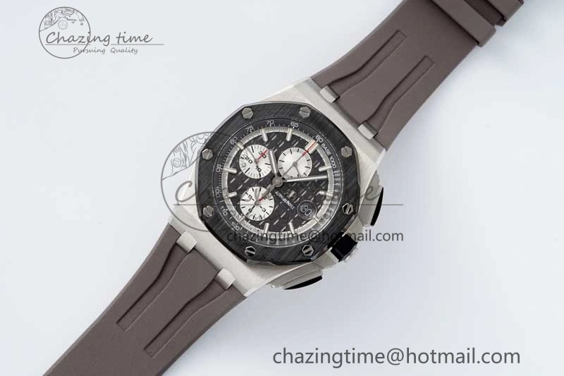 Comfortable Royal Oak Offshore 44mm SS Ceramic Bezel APF 1:1 Best Edition Gray Dial on Rubber Strap A 4723