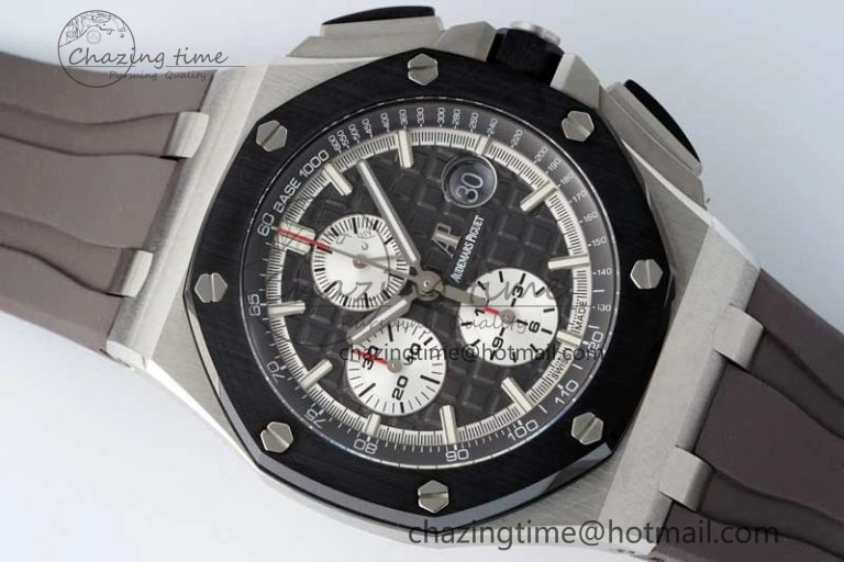 Comfortable Royal Oak Offshore 44mm SS Ceramic Bezel APF 1:1 Best Edition Gray Dial on Rubber Strap A 4723
