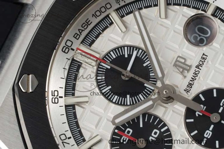 Stylish Royal Oak Offshore 44mm SS Ceramic Bezel APF 1:1 Best Edition White Dial on Rubber Strap A 4722