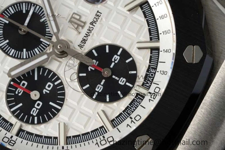 Stylish Royal Oak Offshore 44mm SS Ceramic Bezel APF 1:1 Best Edition White Dial on Rubber Strap A 4722