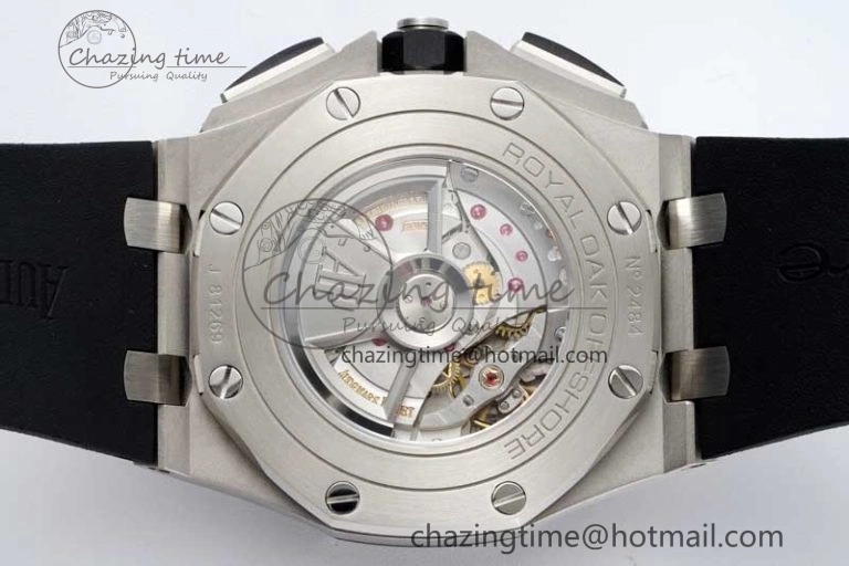 Stylish Royal Oak Offshore 44mm SS Ceramic Bezel APF 1:1 Best Edition White Dial on Rubber Strap A 4722