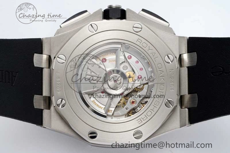 Stylish Royal Oak Offshore 44mm SS Ceramic Bezel APF 1:1 Best Edition White Dial on Rubber Strap A 4722