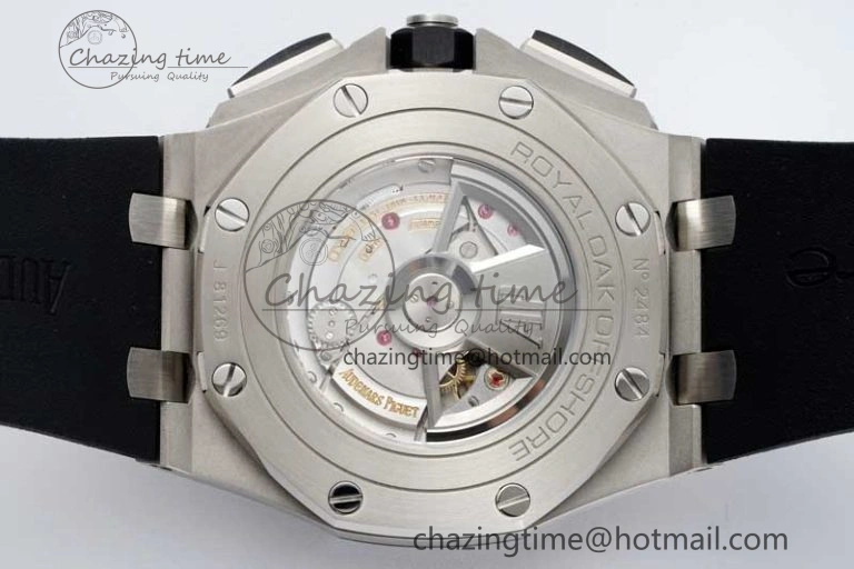 Stylish Royal Oak Offshore 44mm SS Ceramic Bezel APF 1:1 Best Edition White Dial on Rubber Strap A 4722