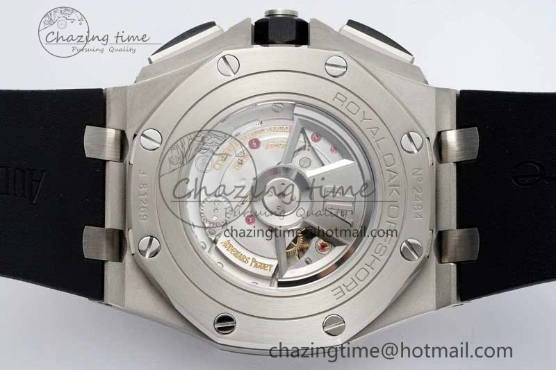 Stylish Royal Oak Offshore 44mm SS Ceramic Bezel APF 1:1 Best Edition White Dial on Rubber Strap A 4722