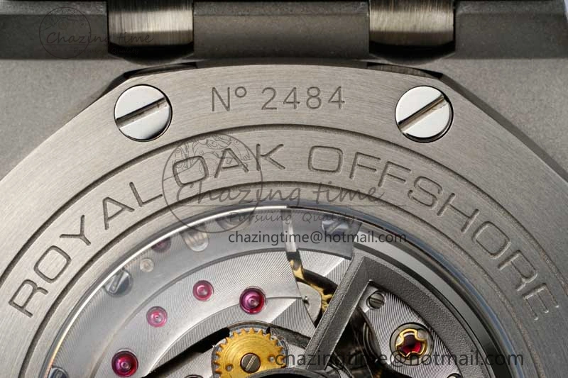 Stylish Royal Oak Offshore 44mm SS Ceramic Bezel APF 1:1 Best Edition White Dial on Rubber Strap A 4722