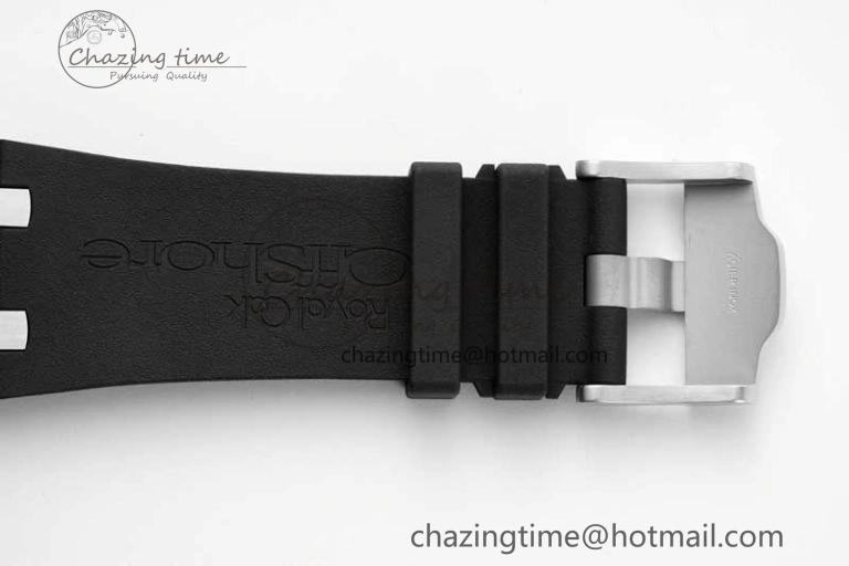 Stylish Royal Oak Offshore 44mm SS Ceramic Bezel APF 1:1 Best Edition White Dial on Rubber Strap A 4722
