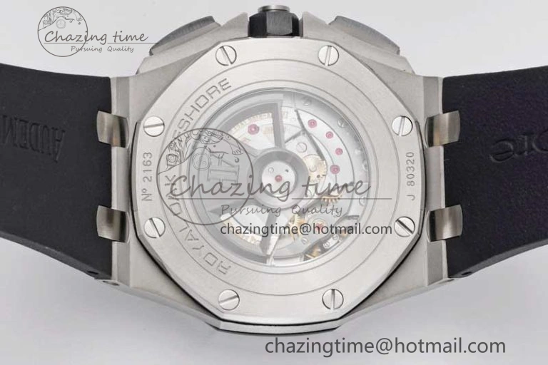 Royal Oak Offshore 44mm SS Ceramic Bezel JJF 1:1 Best Edition Black White Dial on Rubber Strap A3126 V Classic 4657